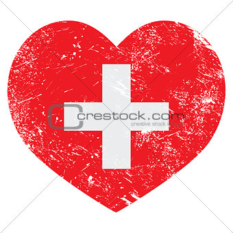 Switerland heart retro flag