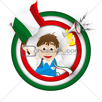 Italy Soccer Fan Flag Cartoon