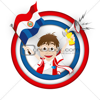 Paraguay Soccer Fan Flag Cartoon