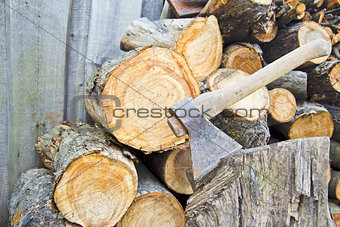 Axe and fire wood