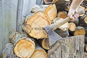Axe and fire wood