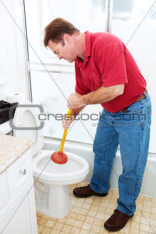 Man Plunging Toilet