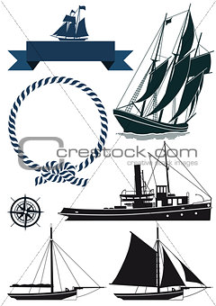 sailing ship and banners