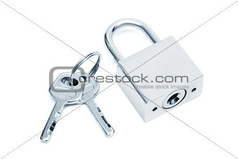 modern padlock with keys