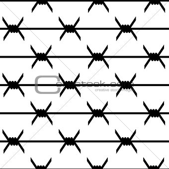 Seamless wallpaper barbed wire. Vector illustration.