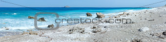 Lefkada coast summer beach panorama (Greece)