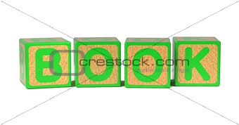 Book on Colored Wooden Childrens Alphabet Block.
