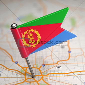 Eritrea Small Flag on a Map Background.