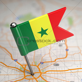Senegal Flag on a Map Background.