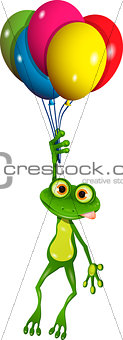 Frog on balloons