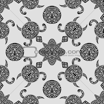 vector seamless pattern with polynesian symbols