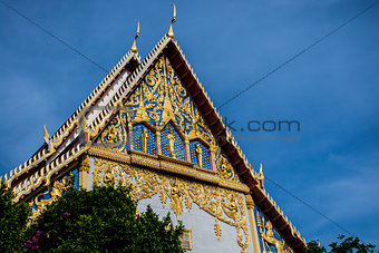 The big thai church under blue sky