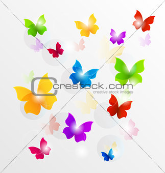 Spring wallpaper with painted butterflies