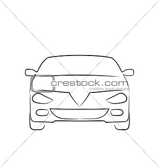 Abstract car isolated on white background, front side 