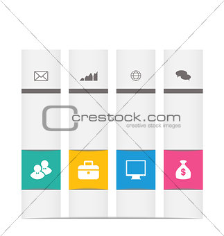 Set business label with infographics icons