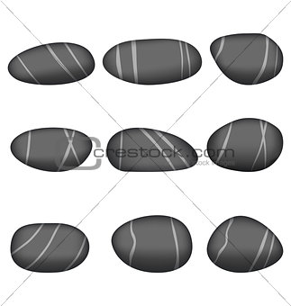 Sea pebbles collection isolated on white background