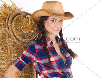 Country Time Woman Smiling Wearing Western Clothing