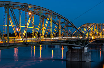Bridge connecting two countries, Slovakia and Hungaria 