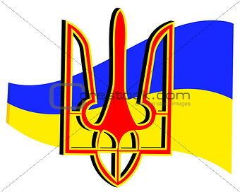 emblem and flag of Ukraine
