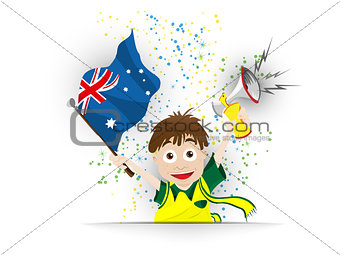 Australia Soccer Fan Flag Cartoon
