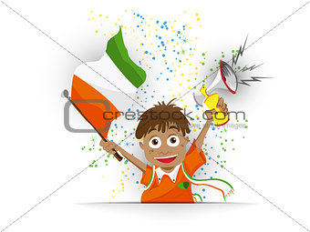 Ivory Coast Soccer Fan Flag Cartoon