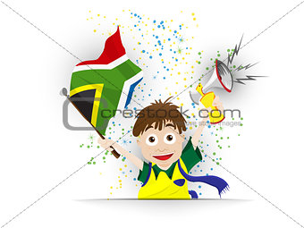 South Africa Soccer Fan Flag Cartoon