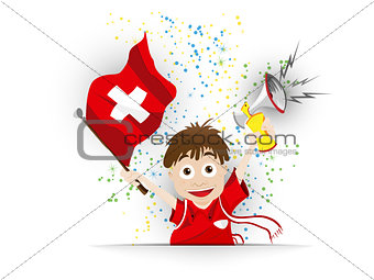 Switzerland Soccer Fan Flag Cartoon