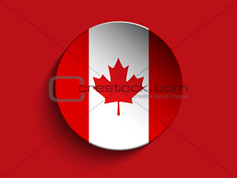 Flag Paper Circle Shadow Button Canada