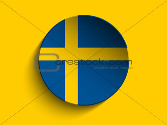 Flag Paper Circle Shadow Button Sweden