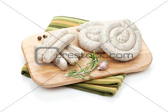 Raw sausages with spices