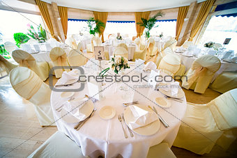 Wedding interior with table and chairs 