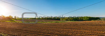Panorama of agricultural field in springtime