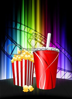 Popcorn and Soda on Abstract Spectrum Background