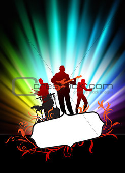 Live Music Band on Abstract Tropical Frame with Spectrum 