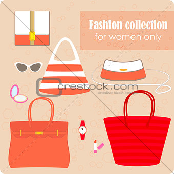 Women's fashion collection of bags and accessories.