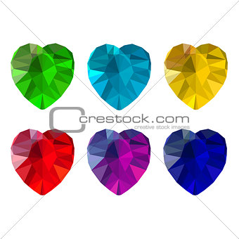 Set of heart-shaped gemstones