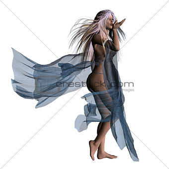 Woman in flowing dress