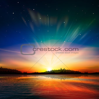 abstract background with forest lake