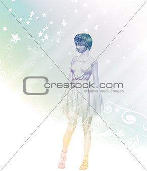 Abstract illustration with a girl