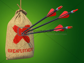 Unemployment - Arrows Hit in Red Mark Target.