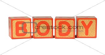 Body on Colored Wooden Childrens Alphabet Block.