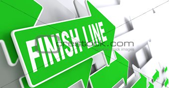 Finish Line on Green Direction Sign.