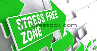 Stress Free Zone on Green Direction Sign - Arrow.