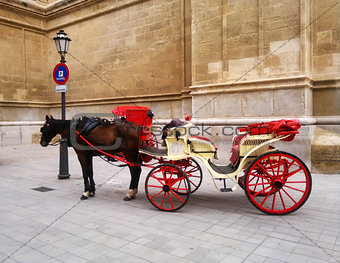 Red Cart with horse in Spain, Mallorca