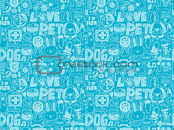 seamless doodle pet pattern