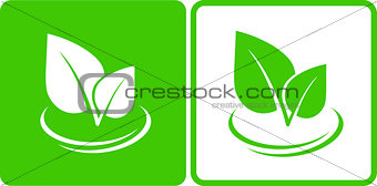icons with green leaf
