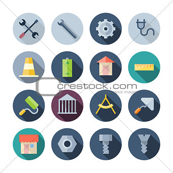 Flat Design Icons For Construction