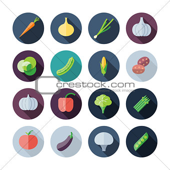 Flat Design Icons For Vegetables
