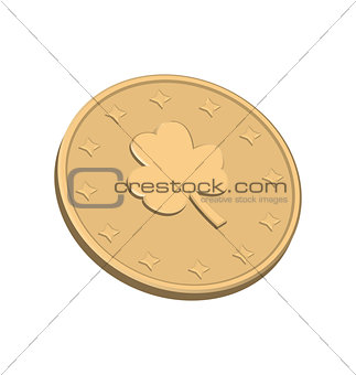 Golden coin with clover