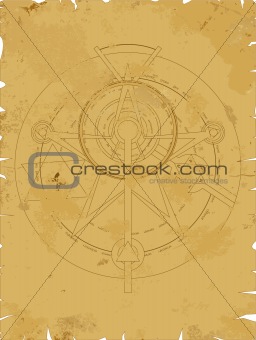 Old scroll with alchemy pentagram